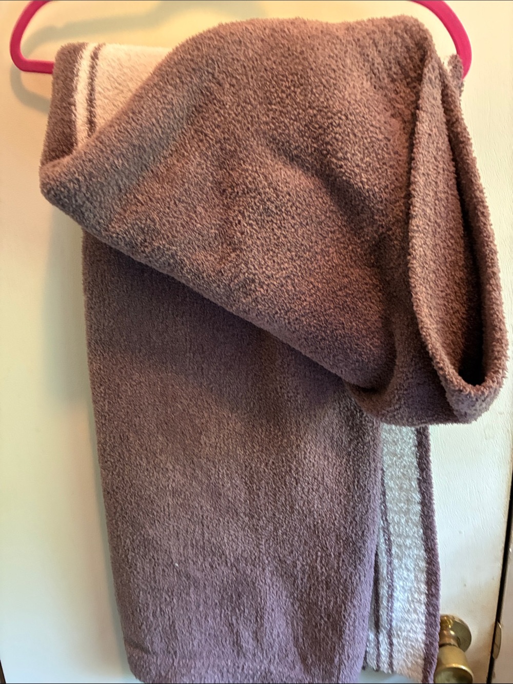 Barefoot Dreams Cream and Taupe Striped Throw Blanket - Picture 5 of 5